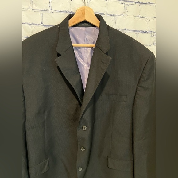 Sean John Fine Tailored Black Mens Sport Coat Suit Blazer Jacket 52 Long - Picture 2 of 7